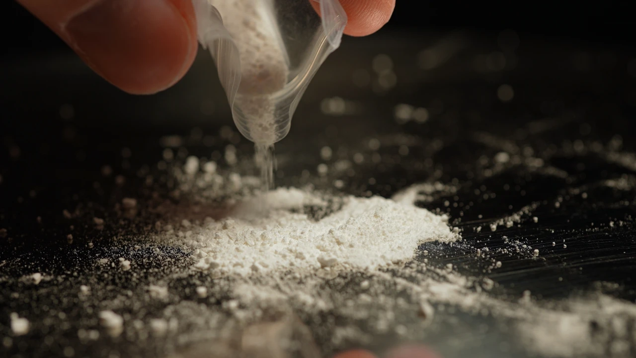Wat is MDMA? Afbeelding van pure MDMA-poeder die vaak als grondstof voor pillen worden gebruikt.